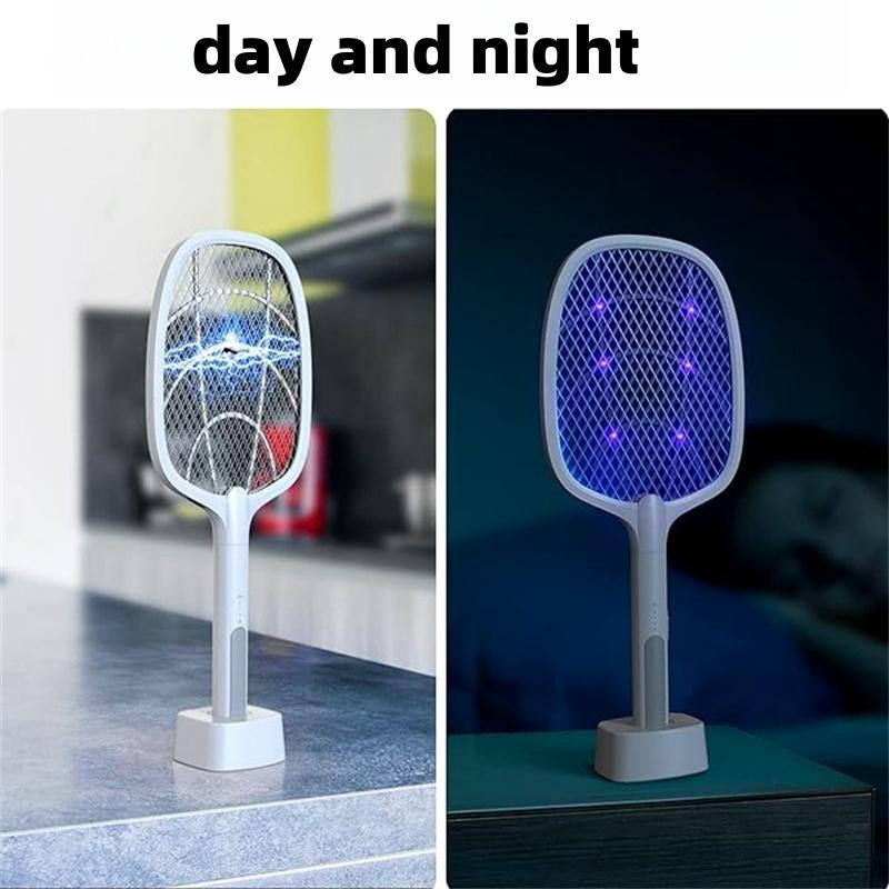 Portable Electric Mosquito Swatter, USB Rechargeable Insect Trap, Mosquito Insecticide, Physically Safe and Harmless, Used to Kill Mosquitoes, Insects and Flies, with a Base Suitable for Rooms, Homes, Offices and Camping