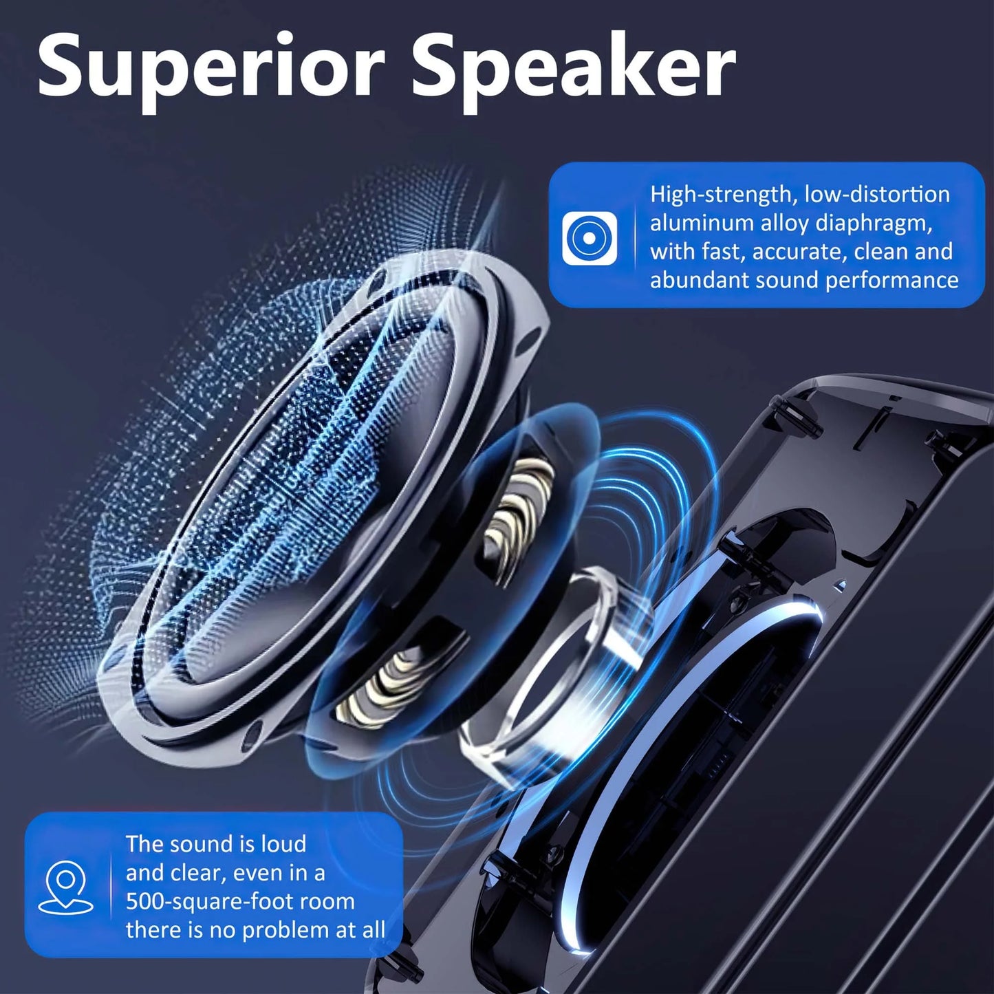 Portable Bluetooth Speaker with Microphone, LED Lighting, Wireless Party Speaker, AUX Input, USB, TF Card, D13