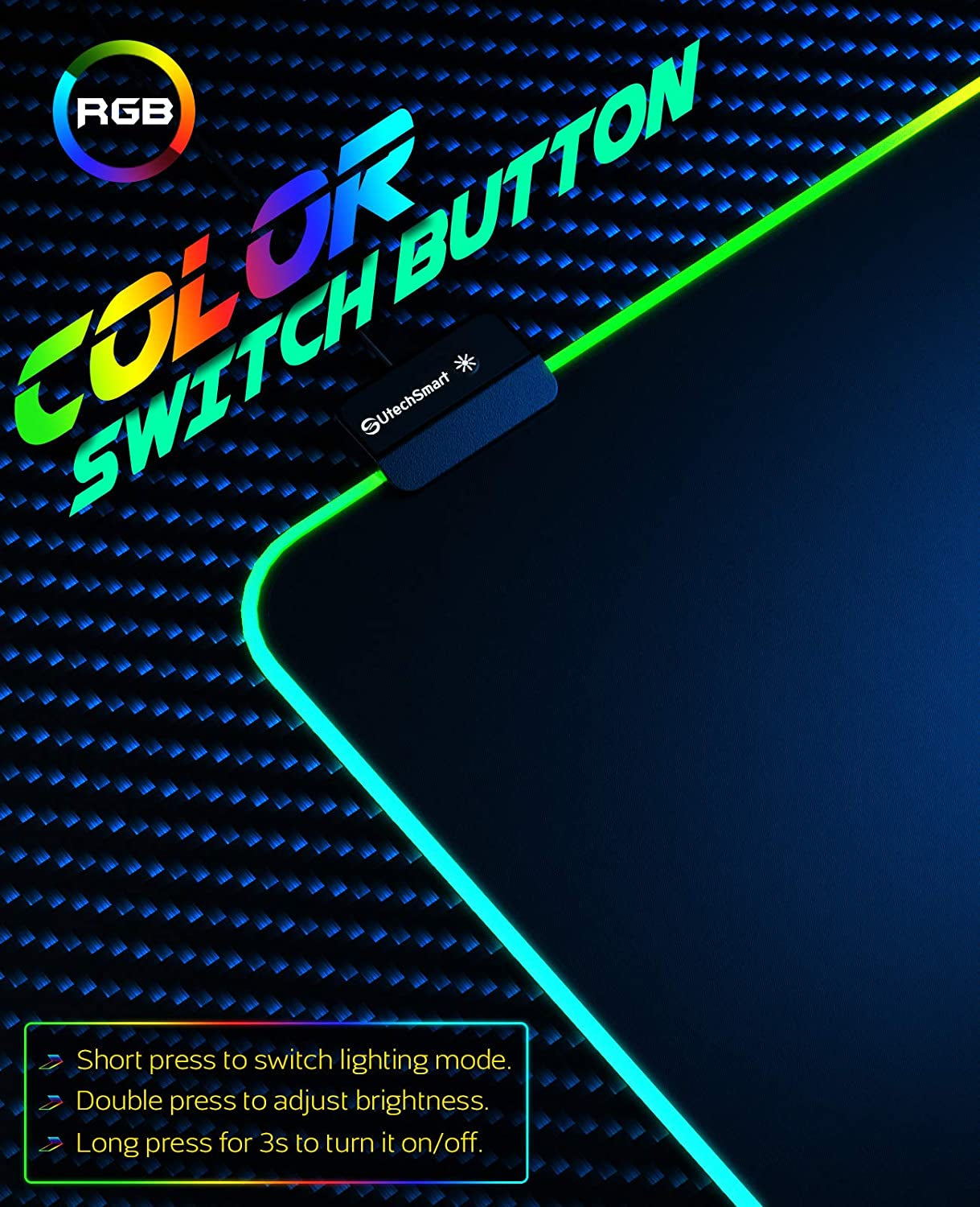 RGB Gaming Mouse Pad, Large Extended Soft Led Mouse Pad with 14 Lighting Modes 2 Brightness Levels, Computer Keyboard Mousepads Mat 800 X 300Mm / 31.5×11.8 Inches