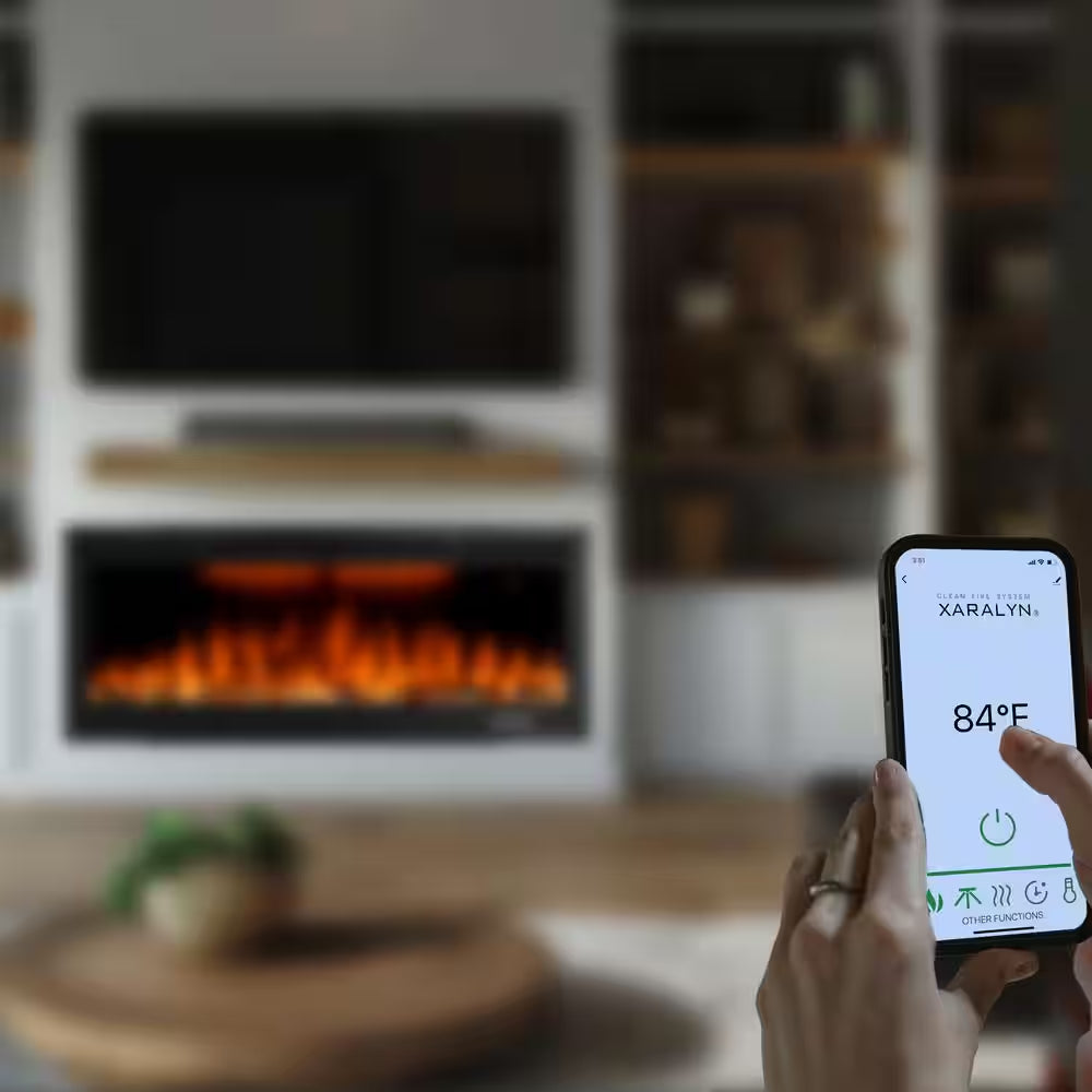 42 In. Smart Electric Fireplace Inserts with APP Control in Black