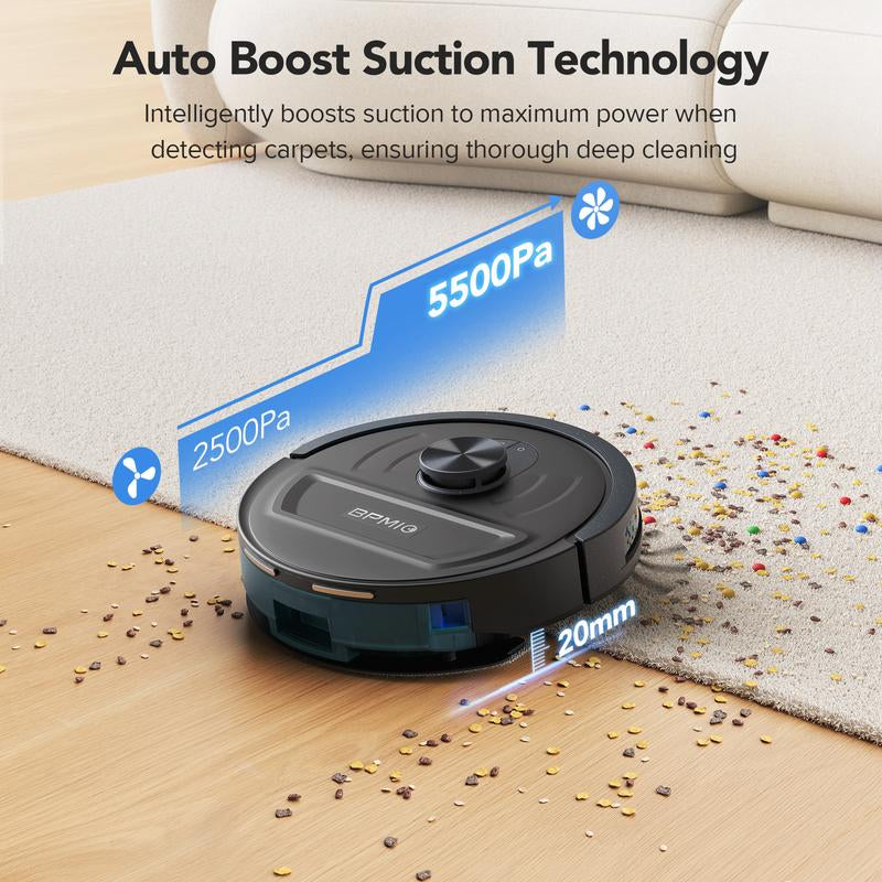 Smart Robot Vacuum and Mop | 5500Pa Suction, Lidar Nav, Alexa & App Control, 120-Min Runtime, Deep Clean Floors & Carpets, Hands-Free & Pet-Friendly