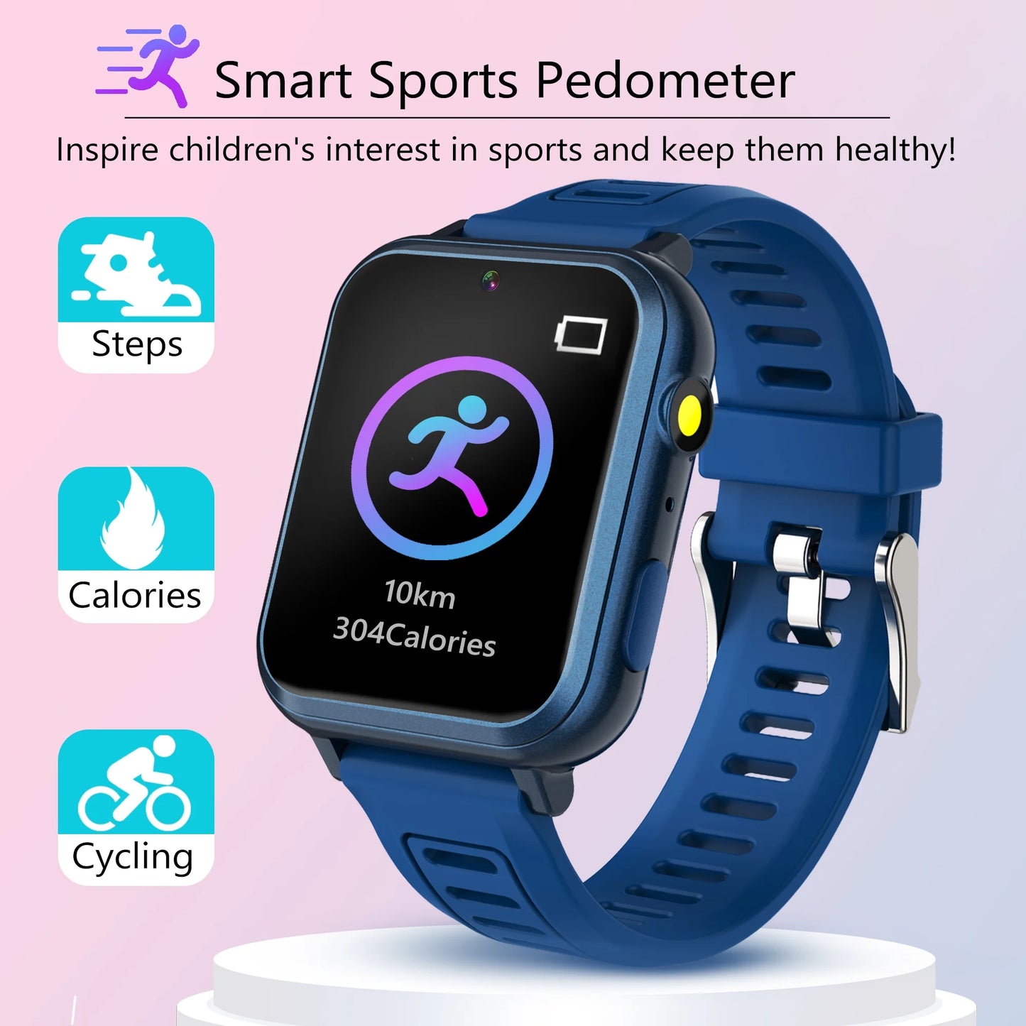 Smart Watch for Kids, Kids Smartwatch with Multifunctions 24 Puzzle-Games Camera Music Vedio Pedometer Record,Birthday Gift for Age 3-12 Boys Girls,Sapphire-Blue