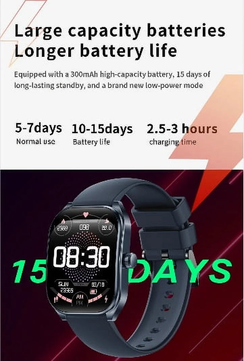 Smart Watch for Women Men(Call Answer/Dial),2.01'' Touch Screen Smartwatch for Android Iphone Compatible,Fitness Tracker,Silver