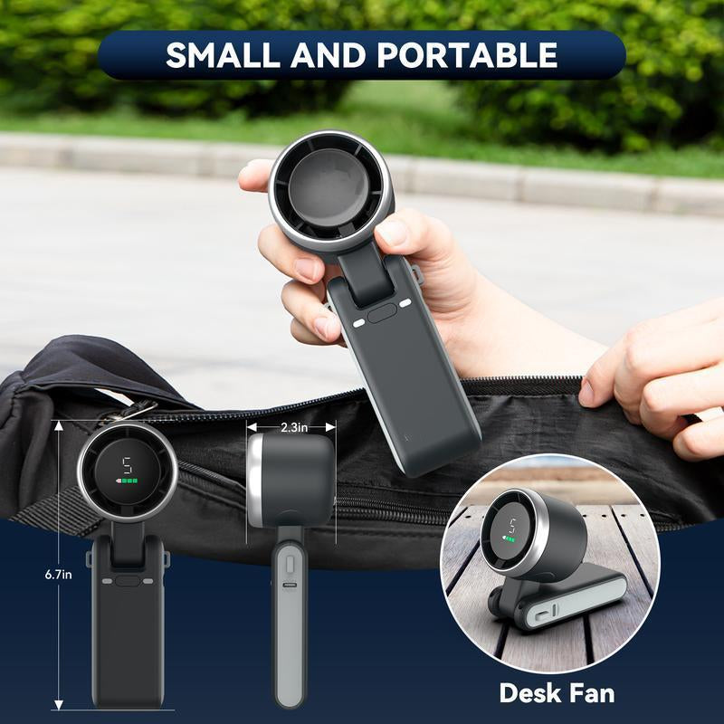 Portable Handheld Turbo Fan, 5 Gear Wind,4000Mah Battery Operated, up to 10 Working Hours, 3 in 1 Hand Fan Rechargeable with Air Turbo Tech Cooling Fan for Outdoor Activities, Travel, Working Summer Travel Must-Haves Tiktokshopbacktoschool