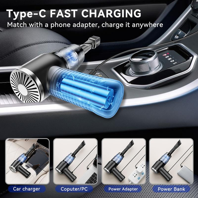 2-In-1 Handheld Cordless Home Vacuum Cleaner, Car Cordless Vacuum Cleaner, Powerful Suction Handheld Cordless Vacuum Cleaner for Home, Car and Desktop Cleaning