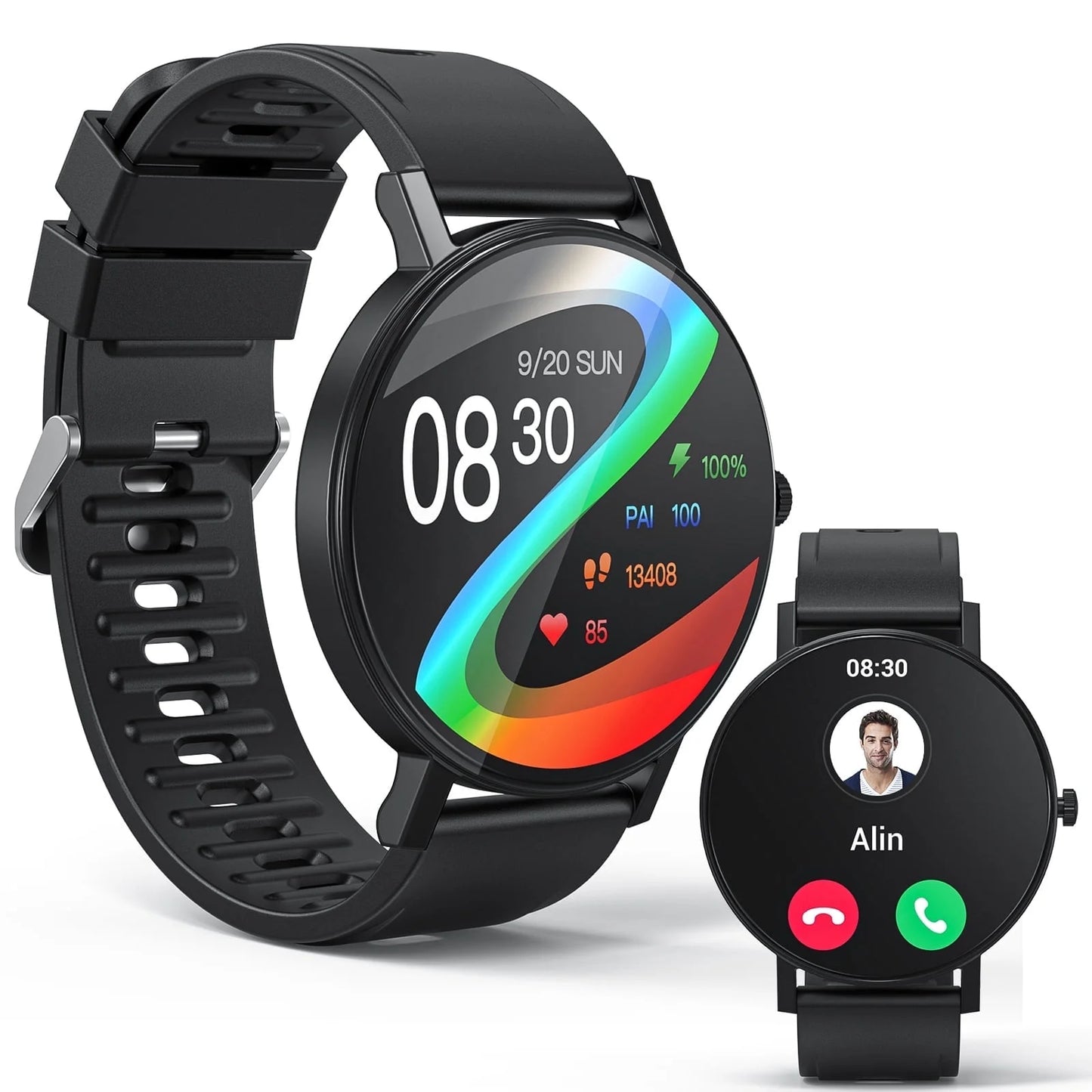 Smart Watch, 1.43" Touch Screen Smartwatch for Women Men, IP68 Waterproof Fitness Tracker Bluetooth 5.3, Compatible with Android & Ios, Black