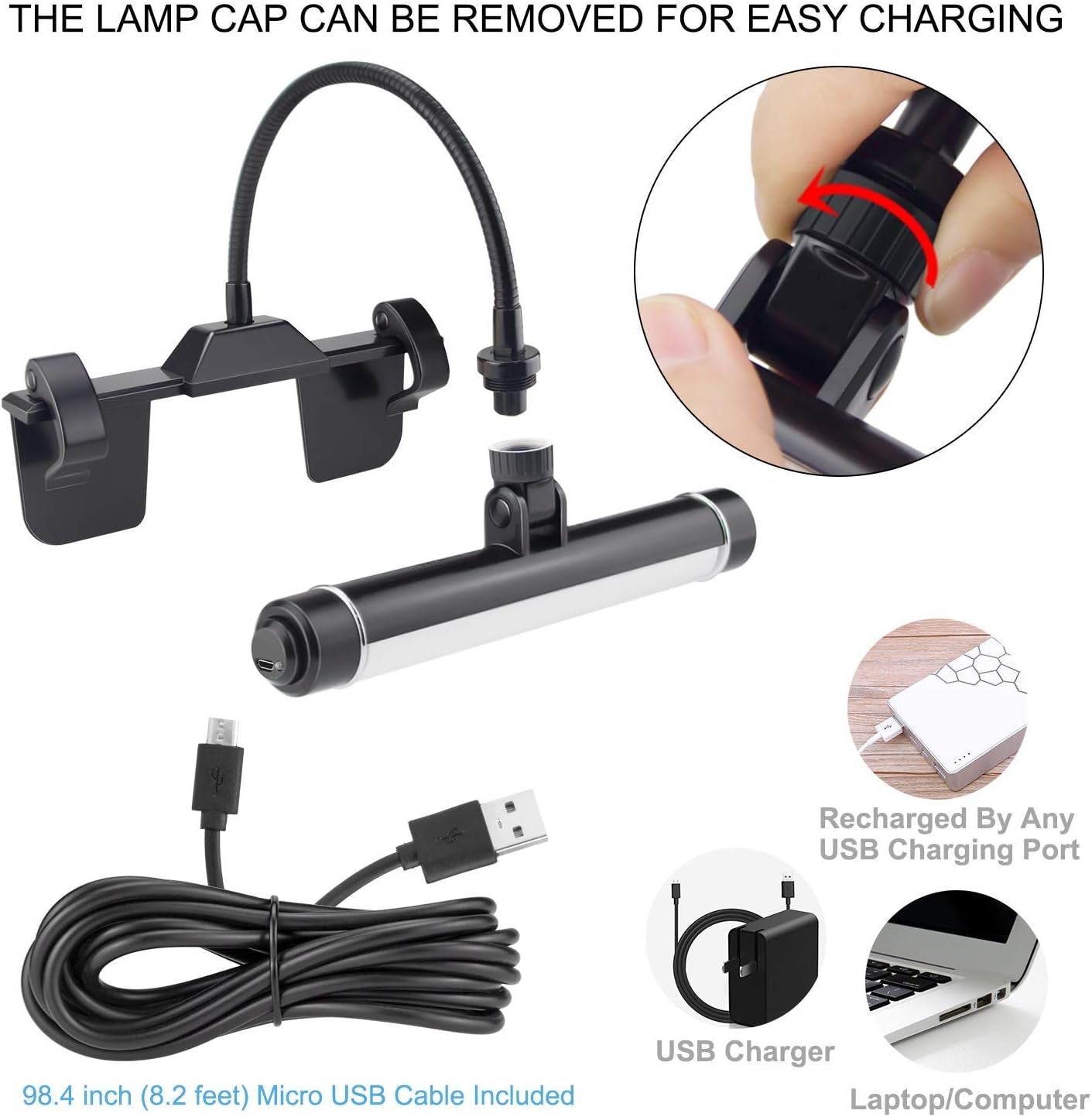 Wireless Picture Frame Led Lighting,Rechargeable Art Display Lighting Clip on Pictures,Over Painting Lights with Remote,Artwork Lamp with Flexible Neck,28 Leds 3 Lighting Modes 200Lm-Black