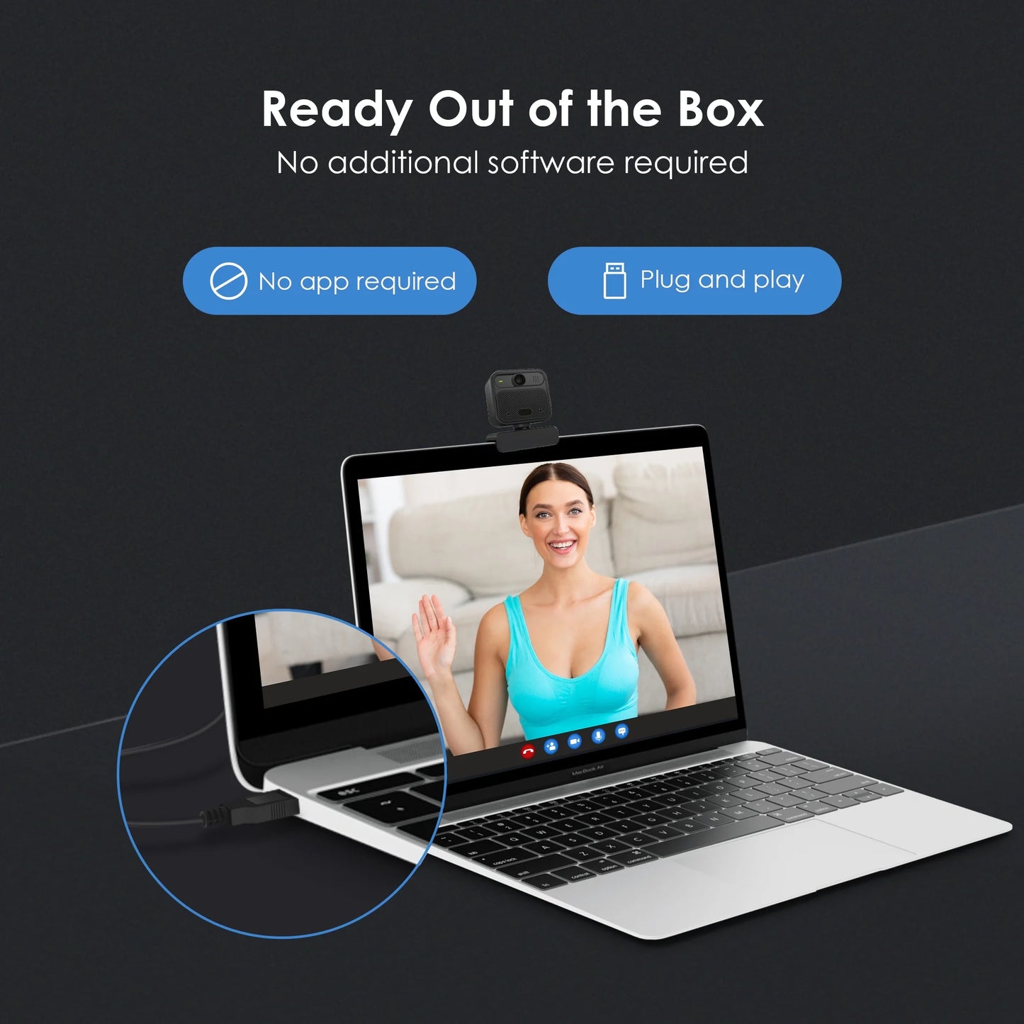 4K Webcam with 2 Microphones Zoom Remote Precise Focus Compatible for Switch 2 EPTZ Webcamera for PC Laptop Conference Video Streaming USB Web Cam