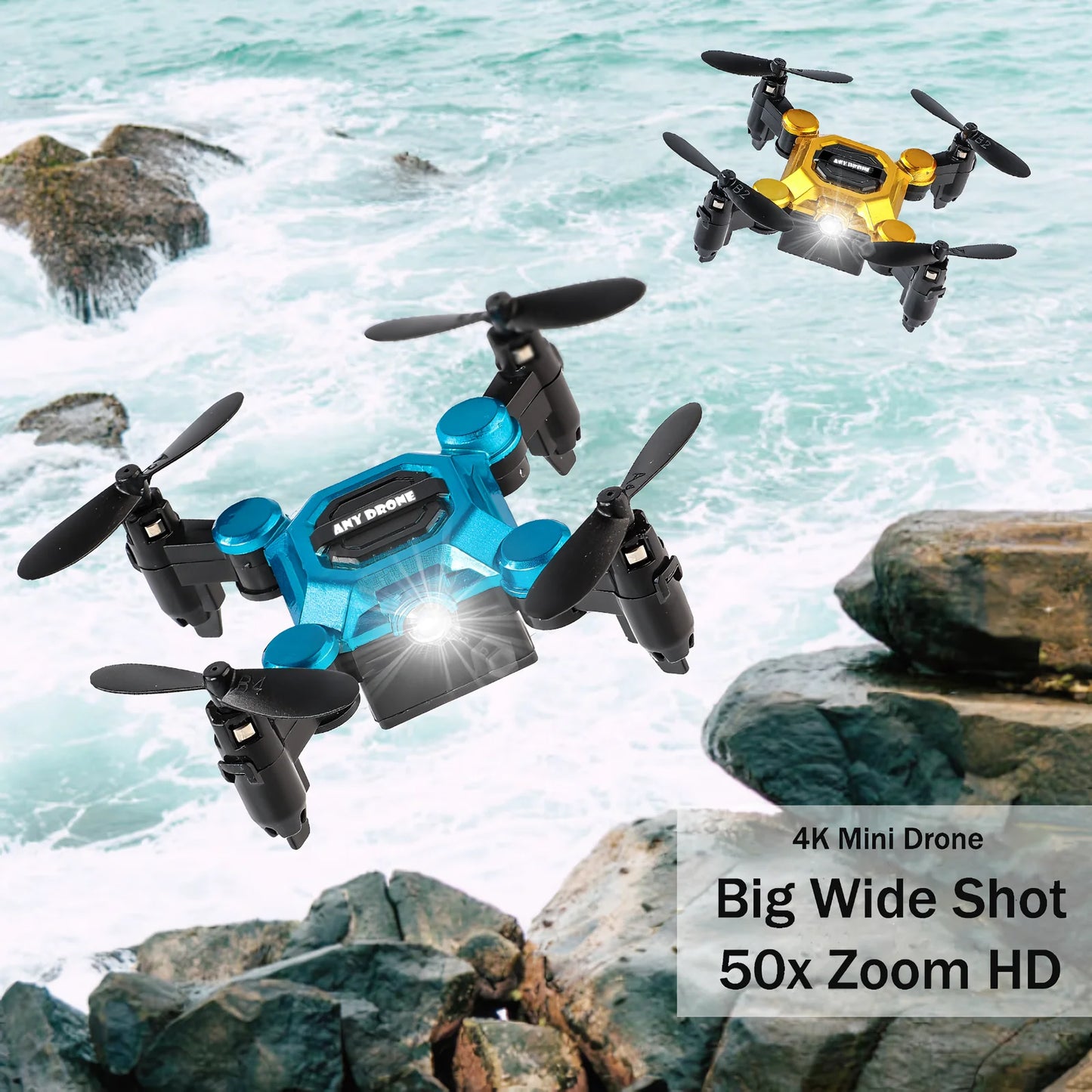 4K Foldable Mini Drone for Kids, Drone with Camera, Portable RC Quadcopter with Altitude Hold 3D Flips and Headless Mode Easy to Fly