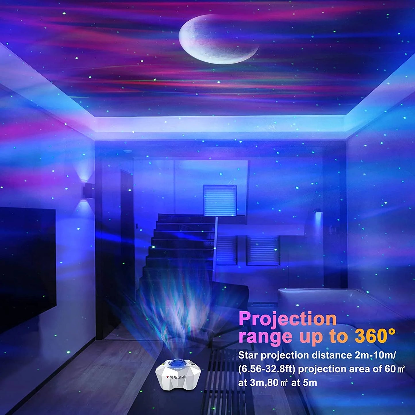 Star Projector with Bluetooth Speaker and Remote, Northern Lights Aurora Projector with Moon and Star, Night Light Projector for Bedroom, Home Theater, Kids Adults Game Room and Parties