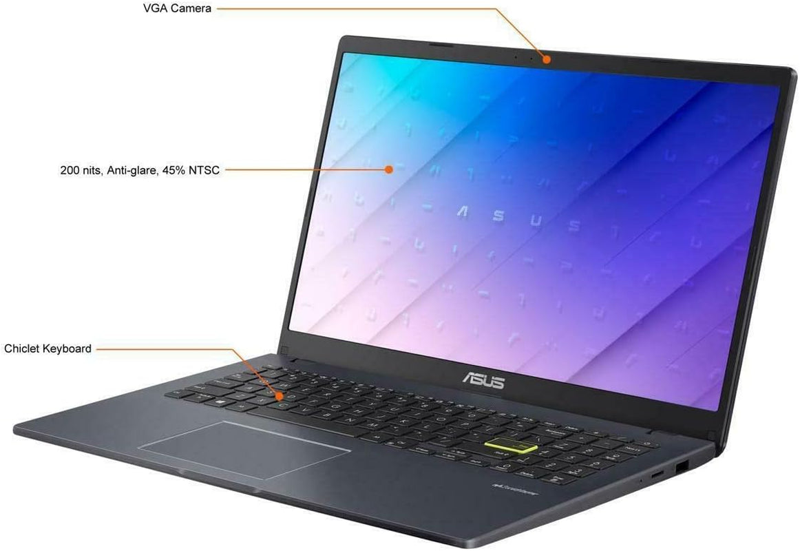 E510 Ultra Thin and Light 15.6" HD Laptop, Intel Celeron N4020, 4GB RAM, 256GB Pcle SSD, 180° Hinge, Windows 10 Home, Star Black