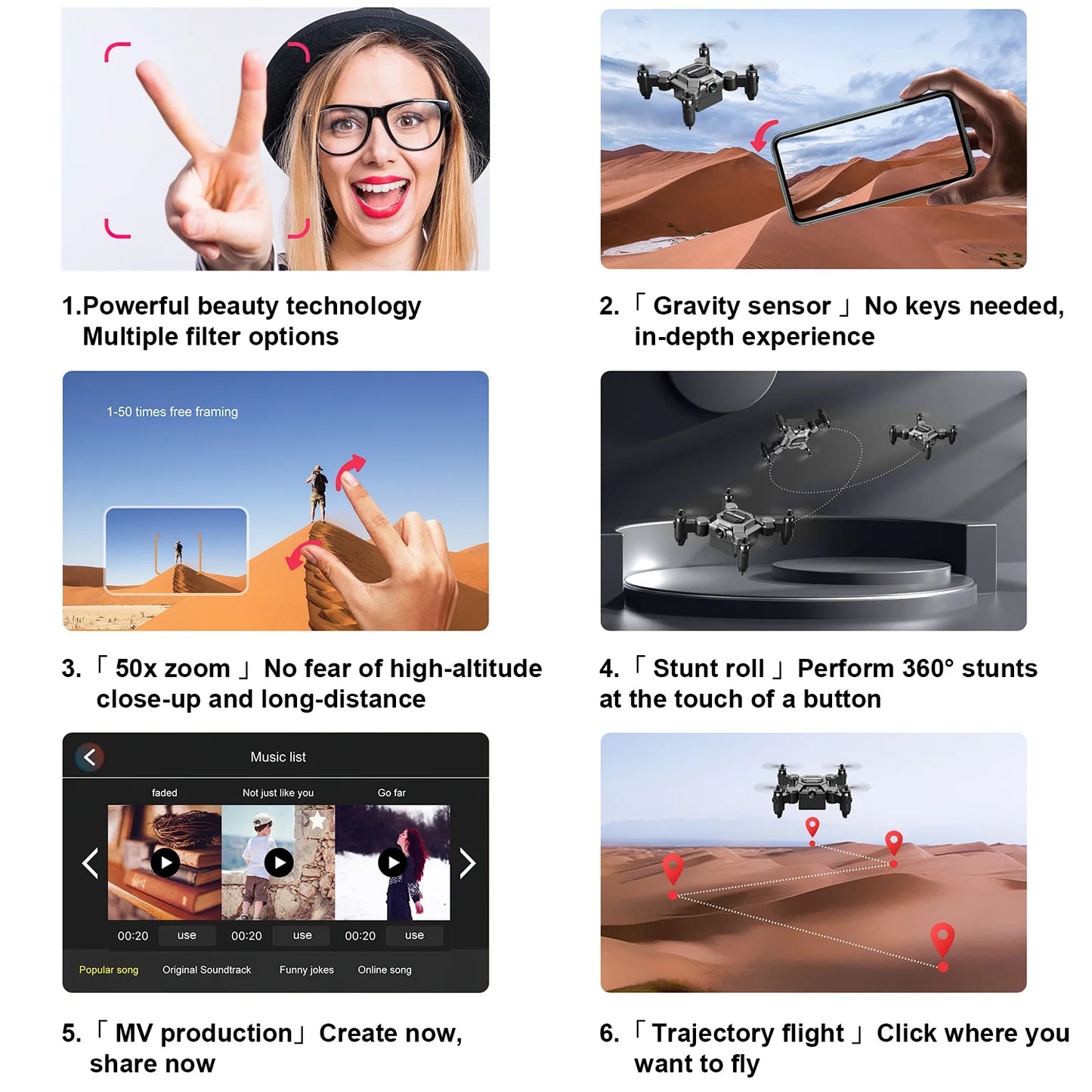 4K Foldable Mini Drone for Kids, Drone with Camera, Portable RC Quadcopter with Altitude Hold 3D Flips and Headless Mode Easy to Fly