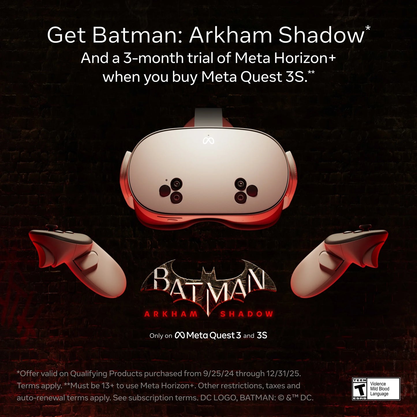 Quest 3S 256GB – Get Batman: Arkham Shadow and a 3-Month Trial of Horizon+ Included – All-In-One Headset
