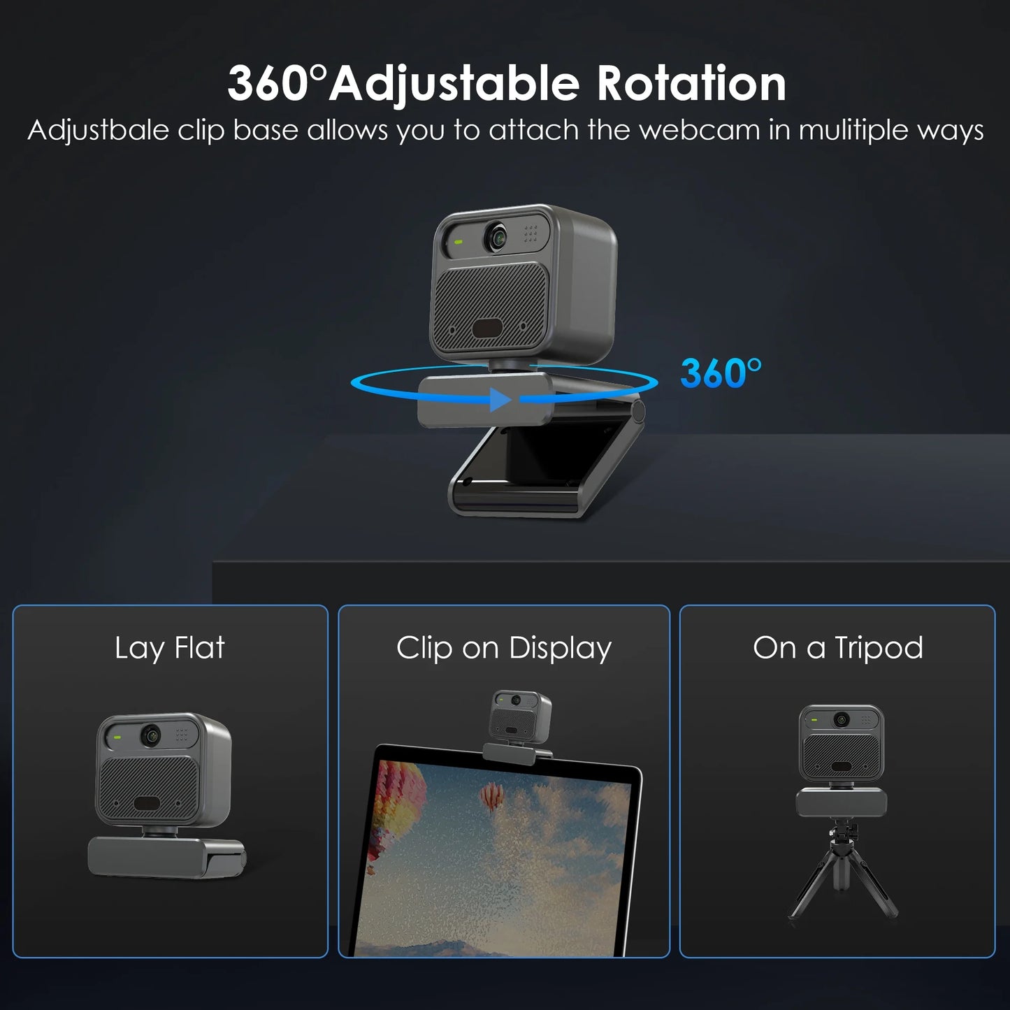 4K Webcam with 2 Microphones Zoom Remote Precise Focus Compatible for Switch 2 EPTZ Webcamera for PC Laptop Conference Video Streaming USB Web Cam