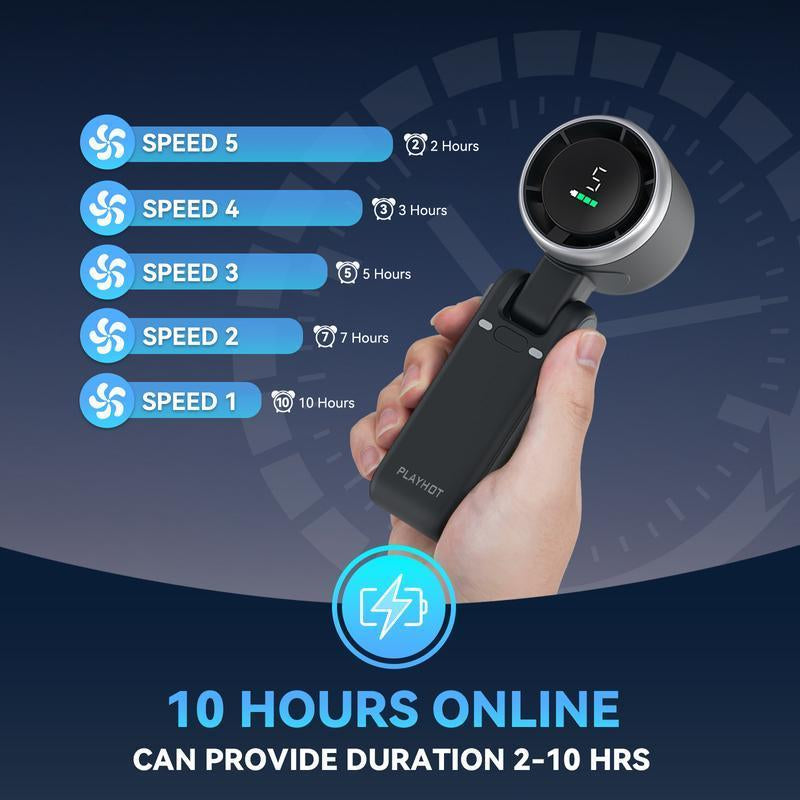Portable Handheld Turbo Fan, 5 Gear Wind,4000Mah Battery Operated, up to 10 Working Hours, 3 in 1 Hand Fan Rechargeable with Air Turbo Tech Cooling Fan for Outdoor Activities, Travel, Working Summer Travel Must-Haves Tiktokshopbacktoschool