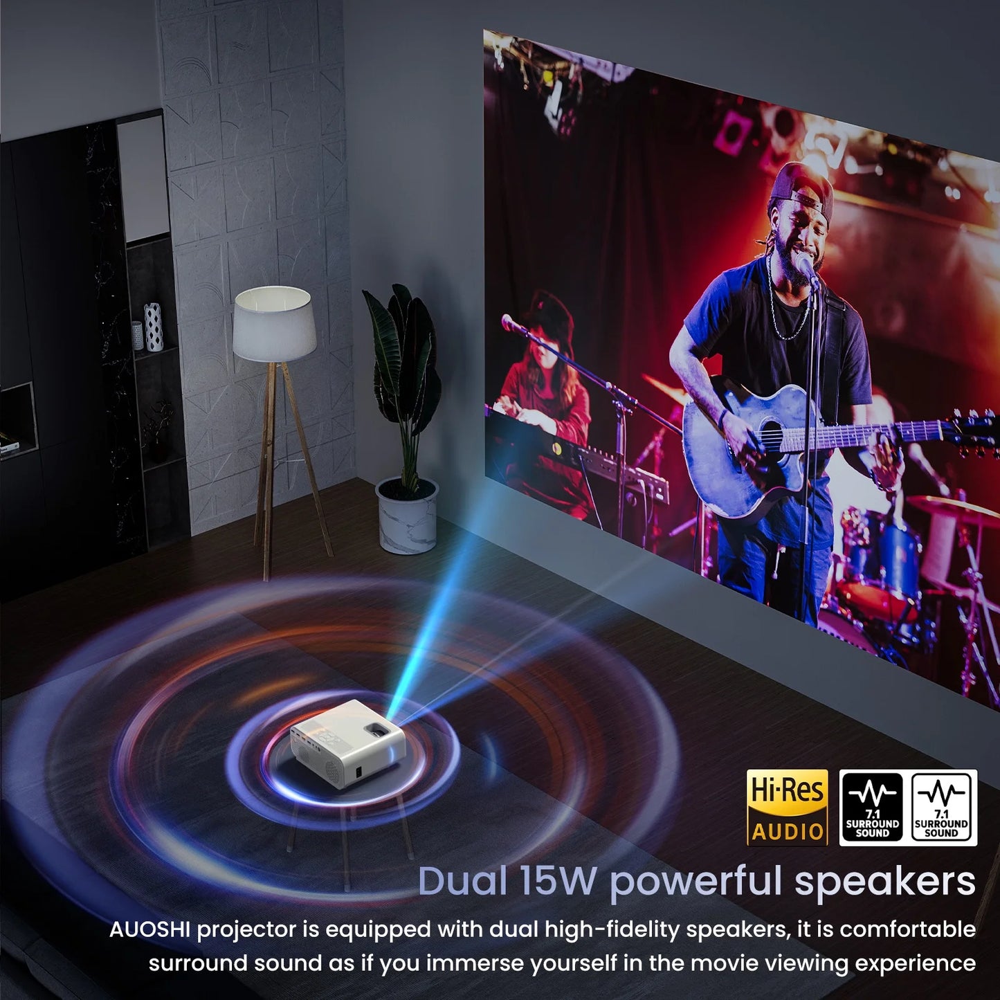 Projector with Wifi and Bluetooth, 4K Support 1080P Mini Projector , Video Projector for Home Theater , 12000LM Portable Outdoor Movie Projector 5G/2.4G