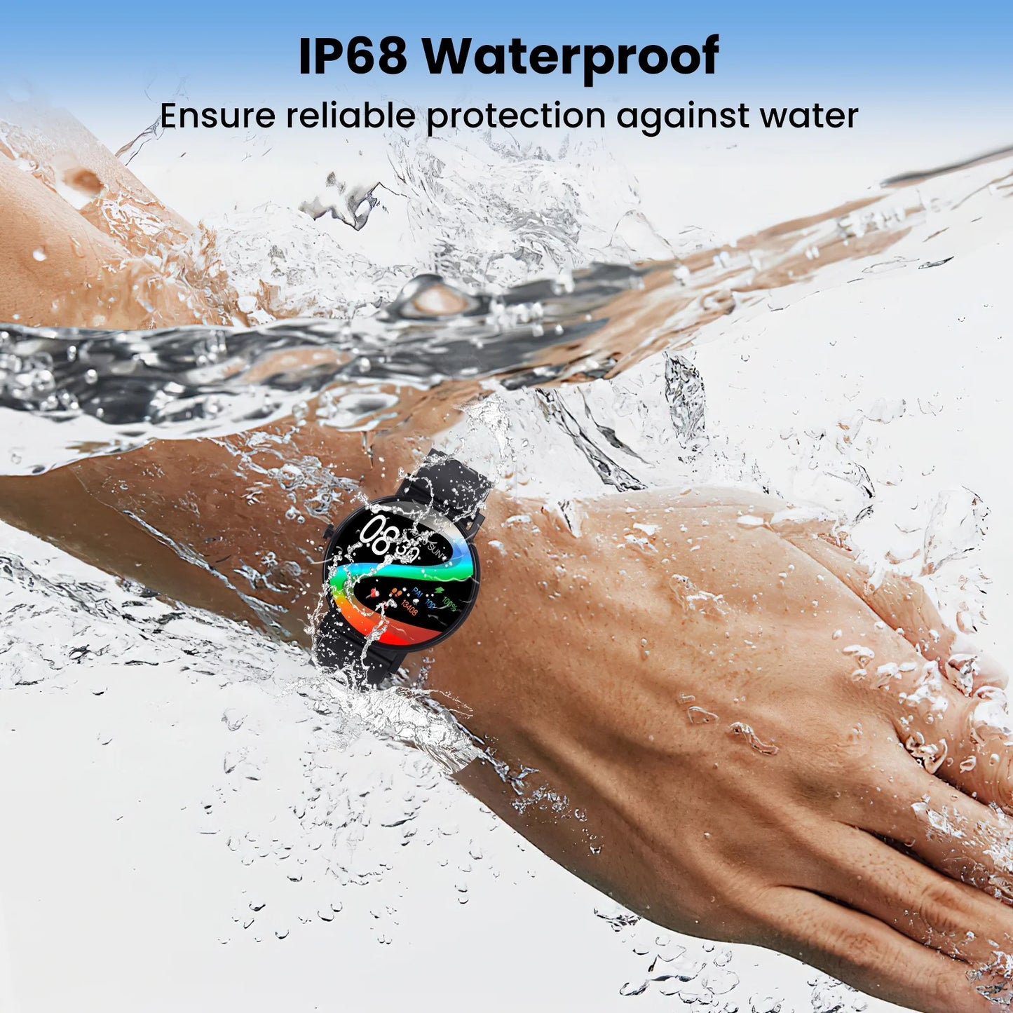 Smart Watch, 1.43" Touch Screen Smartwatch for Women Men, IP68 Waterproof Fitness Tracker Bluetooth 5.3, Compatible with Android & Ios, Black