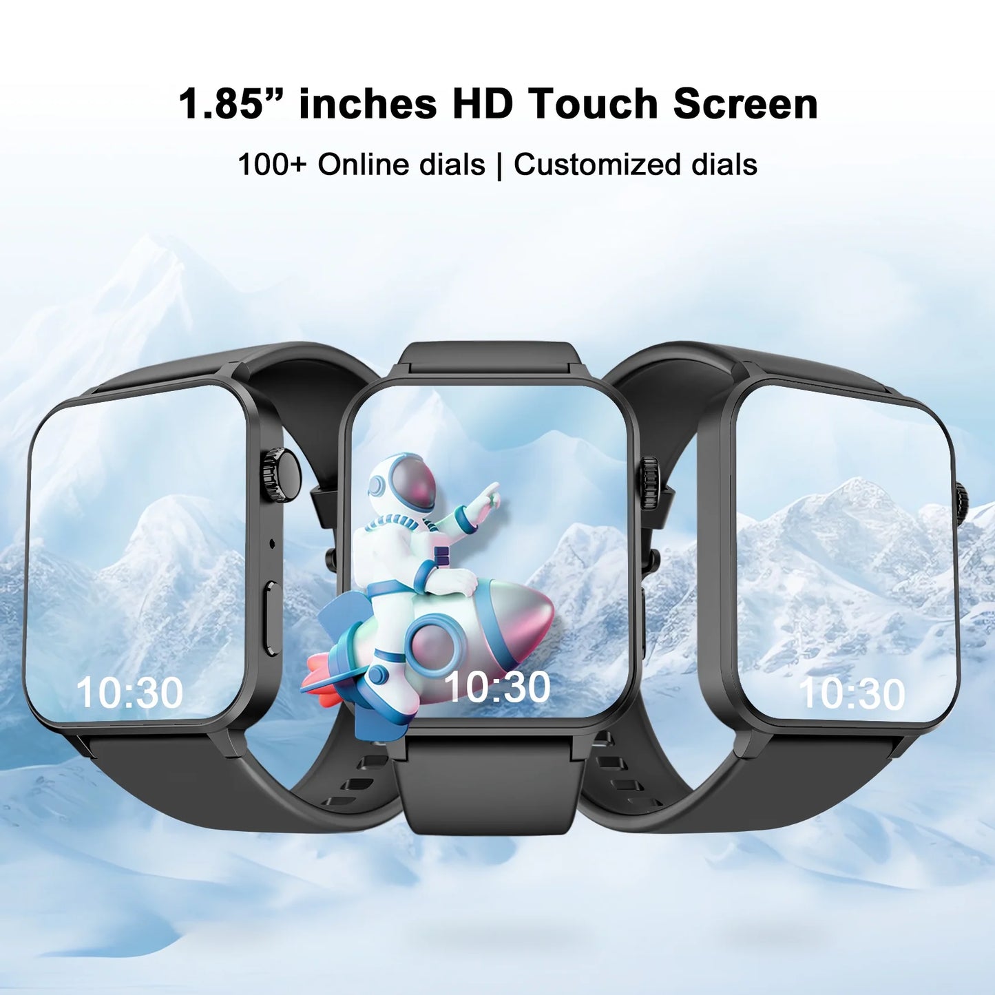Smart Watch Fits for Android Iphone,Ip68 Waterproof,With Bluetooth Call(Answer/Make Calls) for Women Men 1.83" HD Screen Fitness Watch with AI Voice,Black