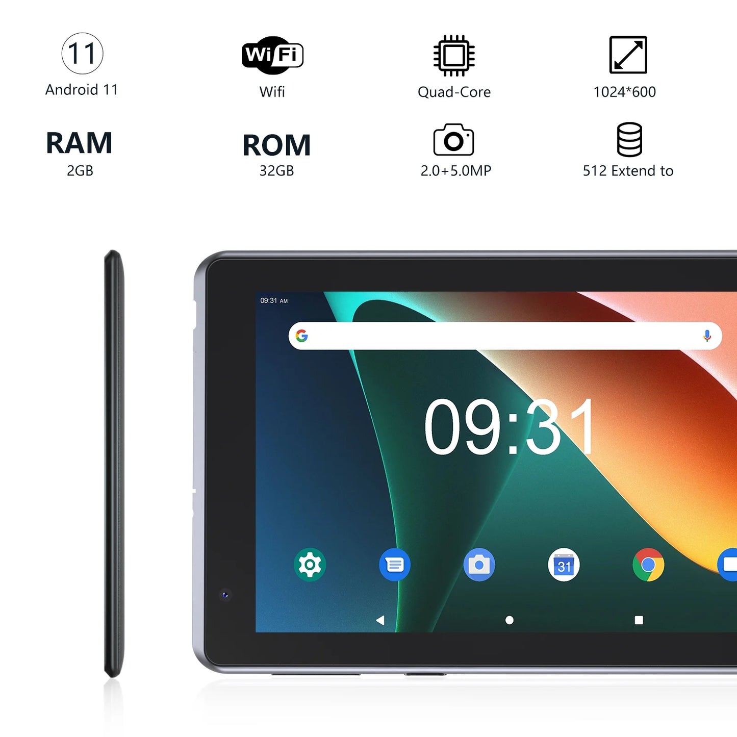 NOVOJOY 7 Inch Tablet, Tablet with Case, Android Tablet PC, 32GB Storage 2GB RAM Tablets Quad-Core Processor Android Tablet PC Dual Camera, Wifi, BT Computer Tablet.(With Tablet Cover)