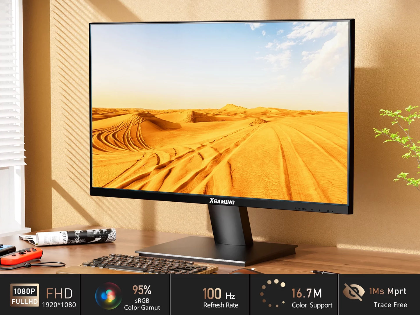 TMDTMD24S1 Ultra-Thin 24Inch 100Hz Computer Monitor, FHD 1080P LCD