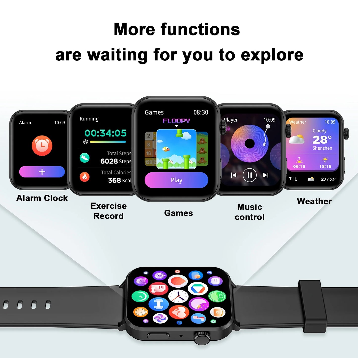 Smart Watch Fits for Android Iphone,Ip68 Waterproof,With Bluetooth Call(Answer/Make Calls) for Women Men 1.83" HD Screen Fitness Watch with AI Voice,Black