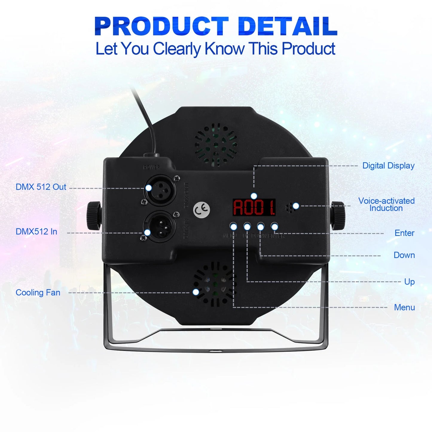 2 Pack Stage Lights 36 LED Par Lights with Wireless Remote Sound Activated DMX Control for DJ Party Effect Lighting