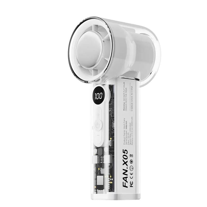 High Speed Cooling Mini Portable Fan, USB Rechargeable Handheld Fan with LED Display, 3000Mah Long-Lasting Battery