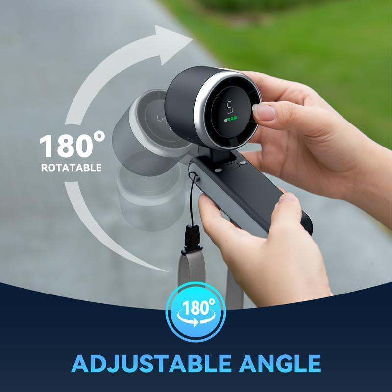 Portable Handheld Turbo Fan, 5 Gear Wind,4000Mah Battery Operated, up to 10 Working Hours, 3 in 1 Hand Fan Rechargeable with Air Turbo Tech Cooling Fan for Outdoor Activities, Travel, Working Summer Travel Must-Haves Tiktokshopbacktoschool