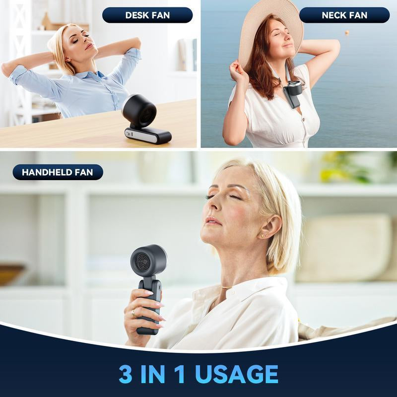 Portable Handheld Turbo Fan, 5 Gear Wind,4000Mah Battery Operated, up to 10 Working Hours, 3 in 1 Hand Fan Rechargeable with Air Turbo Tech Cooling Fan for Outdoor Activities, Travel, Working Summer Travel Must-Haves Tiktokshopbacktoschool