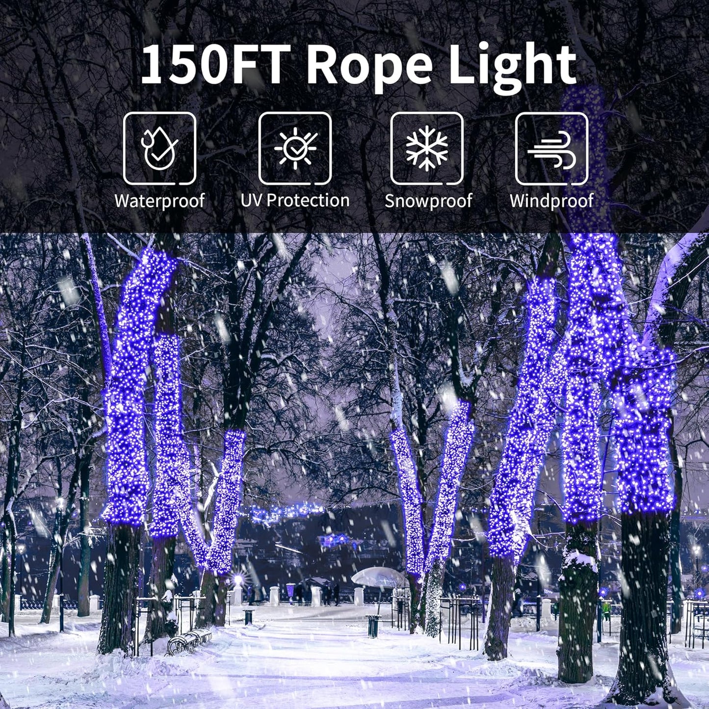 LED Rope Lights, 150Ft 1620 Leds Strip Lights Indoor Outdoor Waterproof LED Rope Lighting Decorative Lighting (Blue)