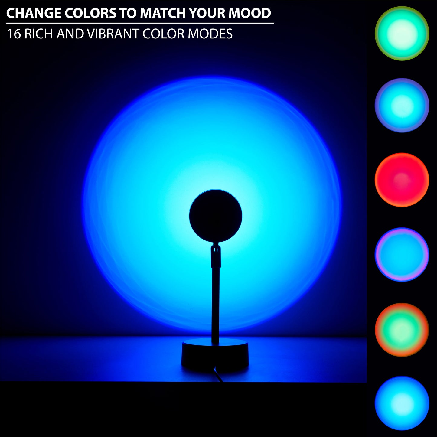Color Changing LED Sunset Projector Lamp, 10.23" H, Multi-Color Options