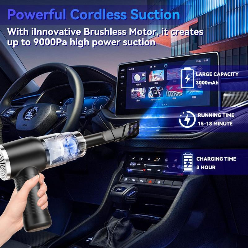2-In-1 Handheld Cordless Home Vacuum Cleaner, Car Cordless Vacuum Cleaner, Powerful Suction Handheld Cordless Vacuum Cleaner for Home, Car and Desktop Cleaning