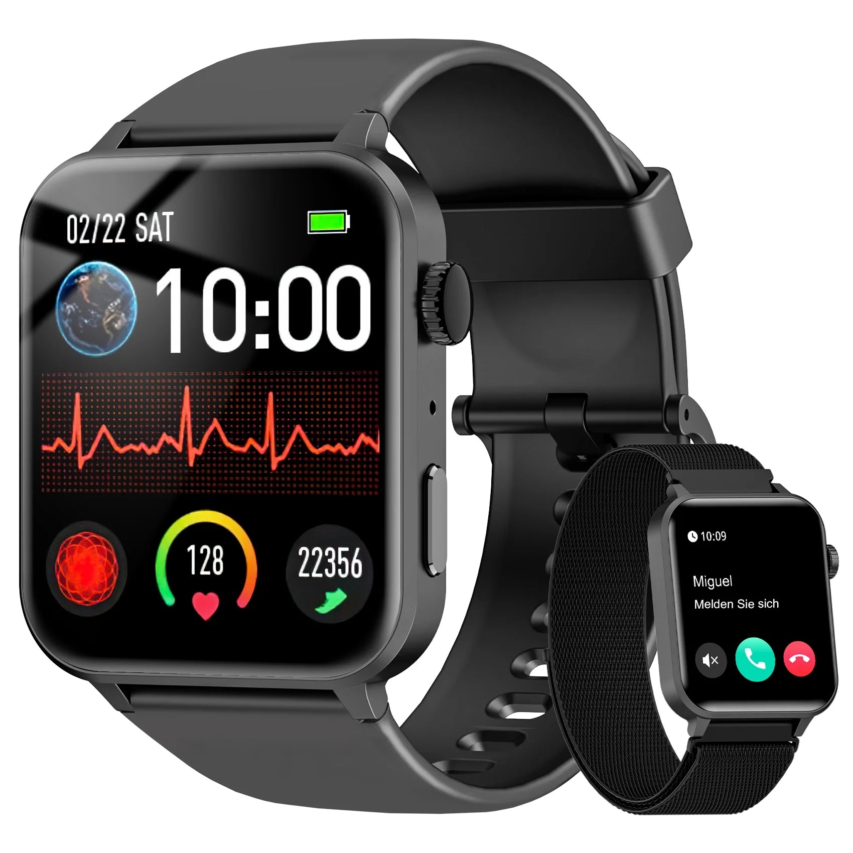 Smart Watch Fits for Android Iphone,Ip68 Waterproof,With Bluetooth Call(Answer/Make Calls) for Women Men 1.83" HD Screen Fitness Watch with AI Voice,Black