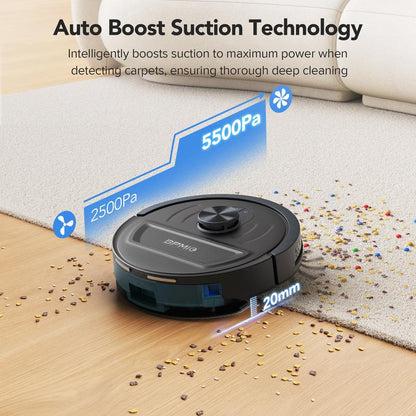Smart Robot Vacuum and Mop | 5500Pa Suction, Lidar Nav, Alexa & App Control, 120-Min Runtime, Deep Clean Floors & Carpets, Hands-Free & Pet-Friendly