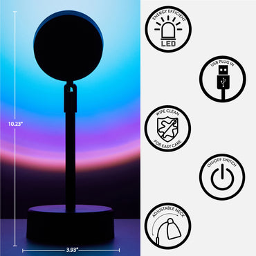 Ultra Violet LED Sunset Projector Lamp, Multicolor Ombre, 10.23" H