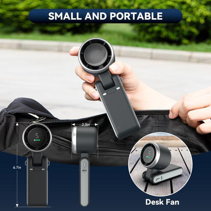 Portable Handheld Turbo Fan, 5 Gear Wind,4000Mah Battery Operated, up to 10 Working Hours, 3 in 1 Hand Fan Rechargeable with Air Turbo Tech Cooling Fan for Outdoor Activities, Travel, Working Summer Travel Must-Haves Tiktokshopbacktoschool