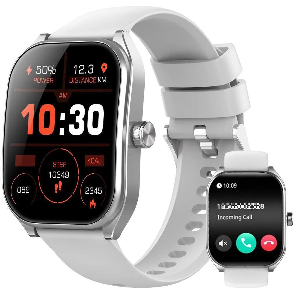 Smart Watch for Women Men(Call Answer/Dial),2.01'' Touch Screen Smartwatch for Android Iphone Compatible,Fitness Tracker,Silver