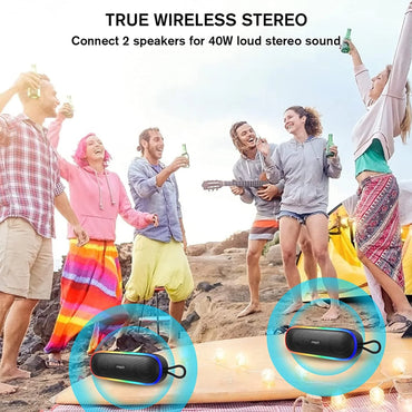 Portable Bluetooth Speaker,Wireless Speakers with 20W Loud Stereo Sound & Bass+,Ipx7 Waterproof,Led Light,24H Playtime,Tws for Outdoor Travel,Home Party,Pool,Beach,Hiking, Camping