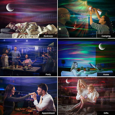 Star Projector with Bluetooth Speaker and Remote, Northern Lights Aurora Projector with Moon and Star, Night Light Projector for Bedroom, Home Theater, Kids Adults Game Room and Parties