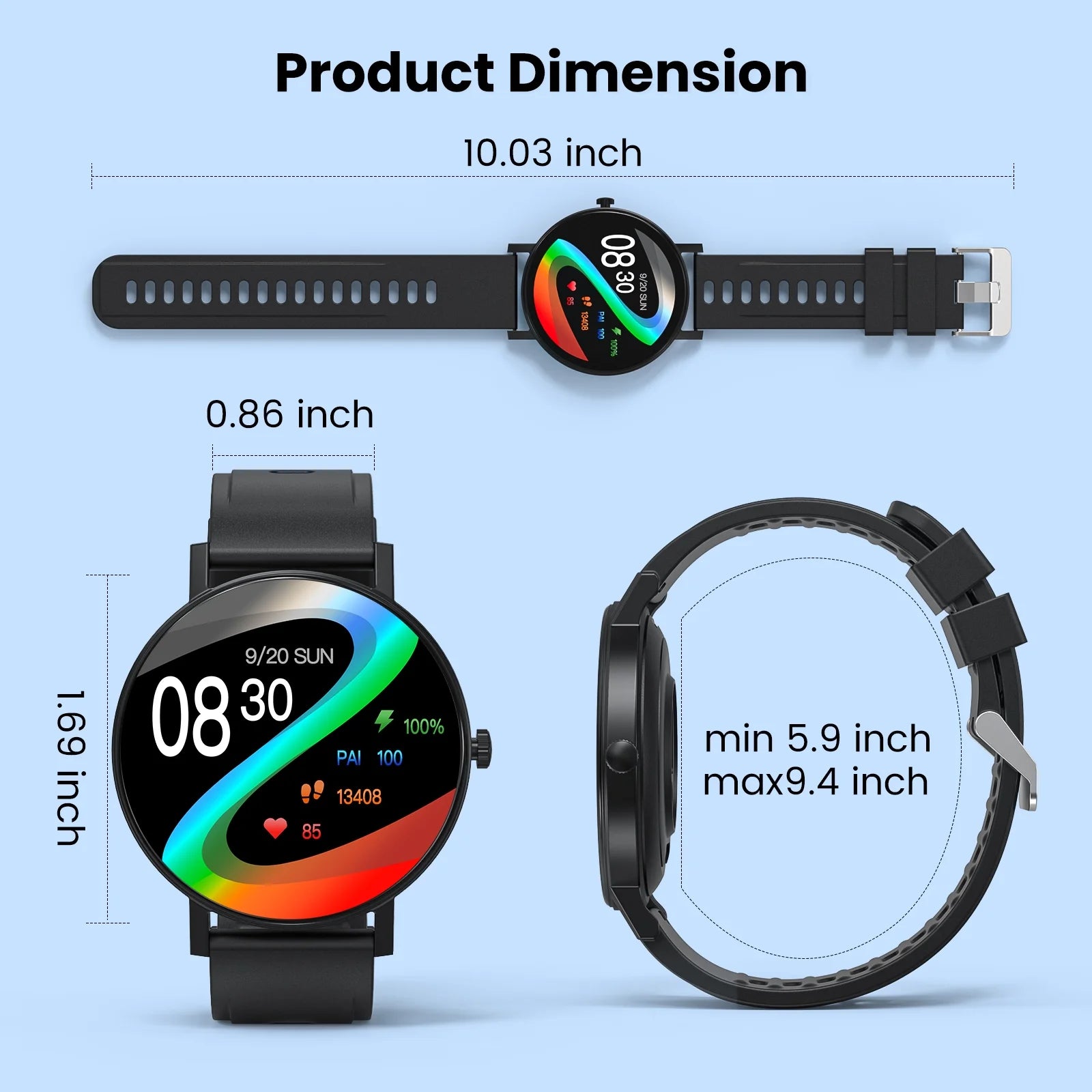 Smart Watch, 1.43" Touch Screen Smartwatch for Women Men, IP68 Waterproof Fitness Tracker Bluetooth 5.3, Compatible with Android & Ios, Black