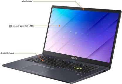 E510 Ultra Thin and Light 15.6" HD Laptop, Intel Celeron N4020, 4GB RAM, 256GB Pcle SSD, 180° Hinge, Windows 10 Home, Star Black
