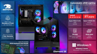 ESA7R77XT01 Gaming PC Desktop - AMD Ryzen 7 8700F, AMD Radeon RX 7700 XT 12GB, 32GB DDR5 Non-Rgb RAM, 1TB Nvme SSD