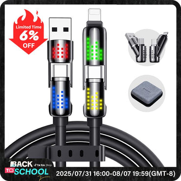【Tiktokshopbacktoschool】New - MAGIC JOHN 4-In-1 Charging Cable, Super Fast 240W Charging with RGB Light