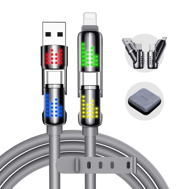 【Tiktokshopbacktoschool】New - MAGIC JOHN 4-In-1 Charging Cable, Super Fast 240W Charging with RGB Light