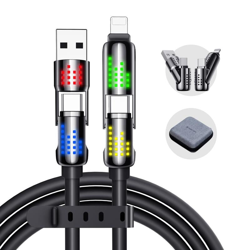 【Tiktokshopbacktoschool】New - MAGIC JOHN 4-In-1 Charging Cable, Super Fast 240W Charging with RGB Light