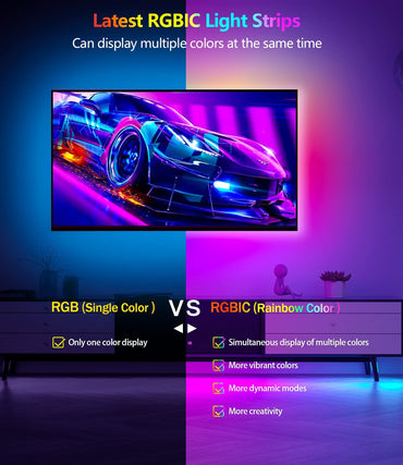 Led Lights for Bedroom, 33Ft Led Chasing Effect Dream ICRGB Light Strip, USB Smart Light Strips APP Control Music Sync Color Changing Led Strip Lights with Remote for Home Christmas Decoration