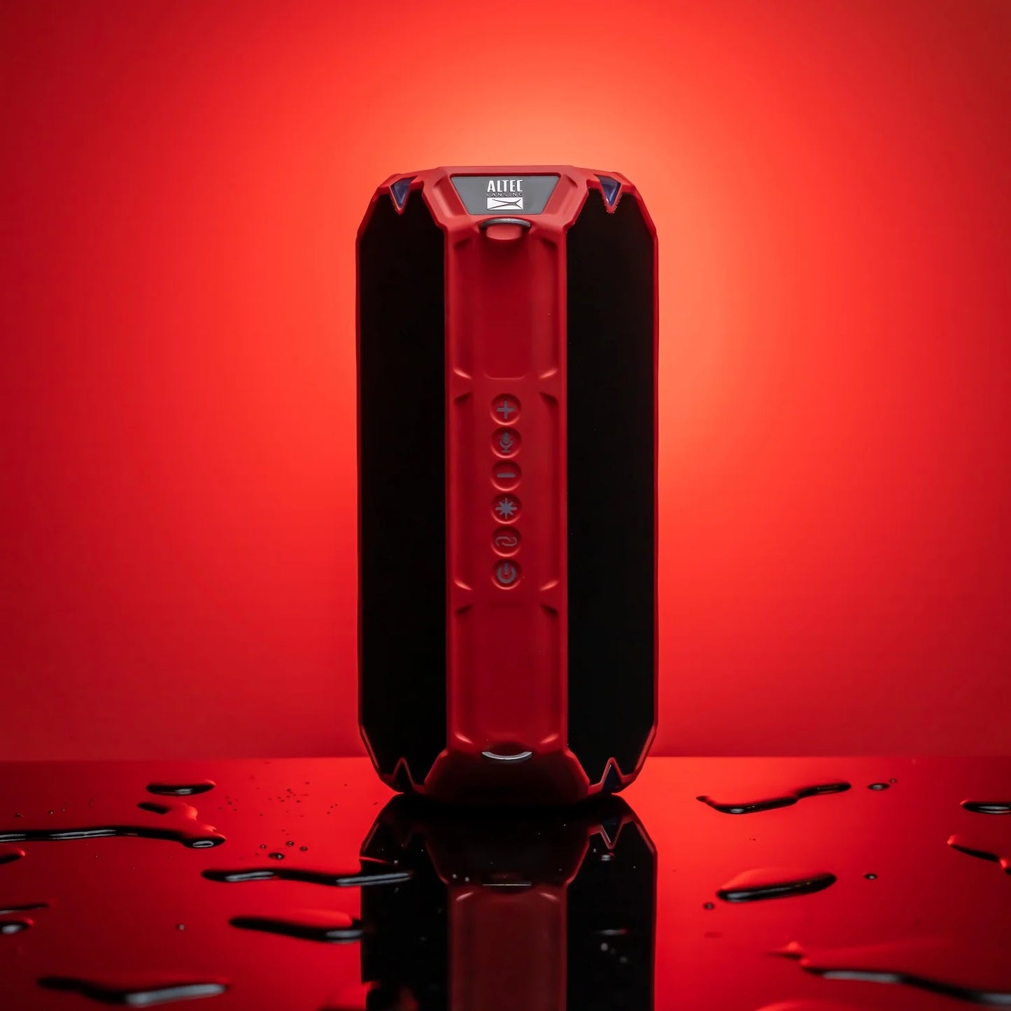 Hydrashock Everythingproof Portable Wireless Bluetooth Speaker, Red, 20 Hrs Playtime, IP67 Waterproof, LED Lights