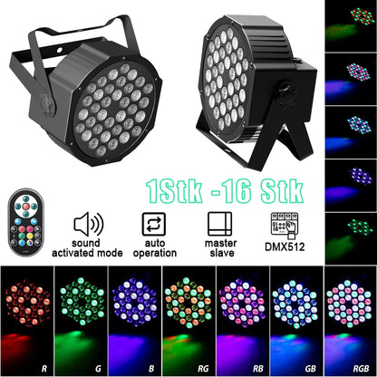 2 Pack Stage Lights 36 LED Par Lights with Wireless Remote Sound Activated DMX Control for DJ Party Effect Lighting