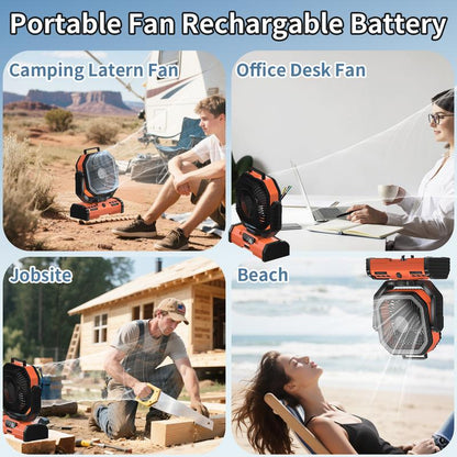 EEIFO Outdoorcool 3-In-1 Power Fan with 40000Mah Battery, 360° Rotation, 3 Light Modes, & USB Desk Fan - Orange
