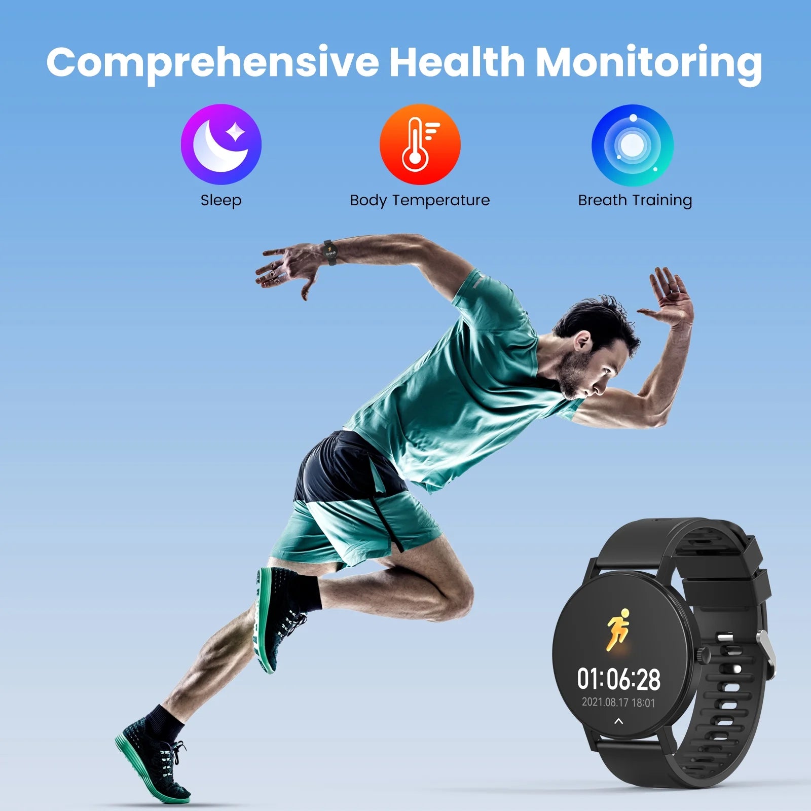 Smart Watch, 1.43" Touch Screen Smartwatch for Women Men, IP68 Waterproof Fitness Tracker Bluetooth 5.3, Compatible with Android & Ios, Black